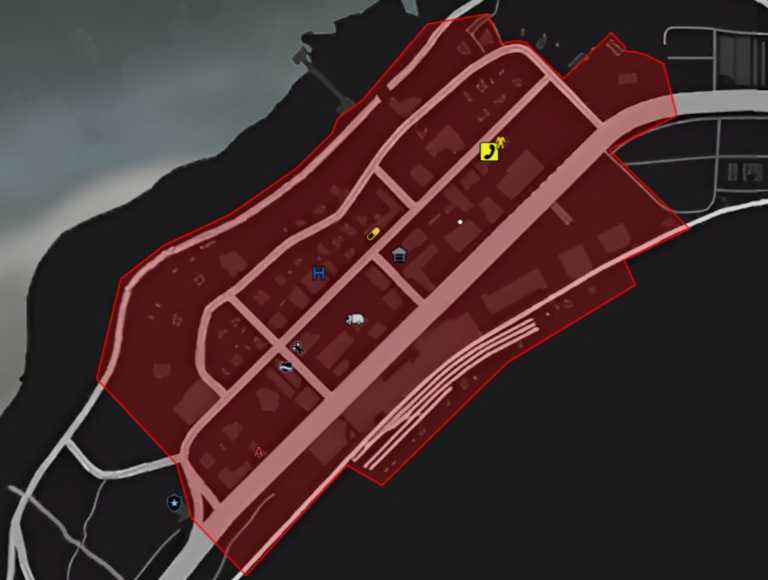 Mapa com o perímetro da ação do Banco de Paleto destacado em vermelho